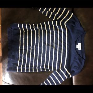 blue and white striped sweater
